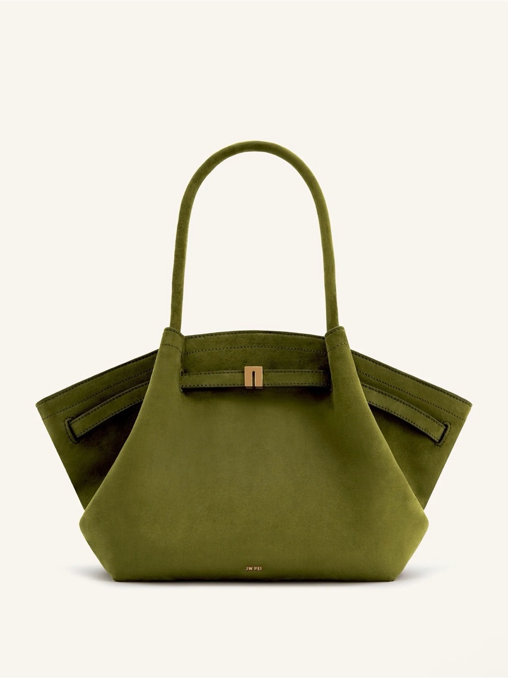 JW PEI Olive Green Suede Winged Tote